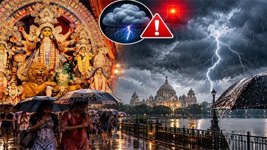 Clouds of disaster loom on the evening of Maha Panchami! Heavy rains with thunderstorms forecast in Kolkata and adjoining districts