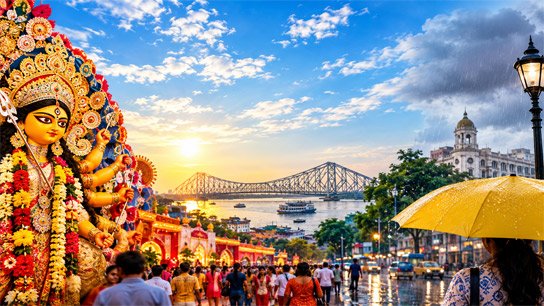 Mostly clear skies across the state ahead of the festival; light rain likely in Kolkata in the afternoon